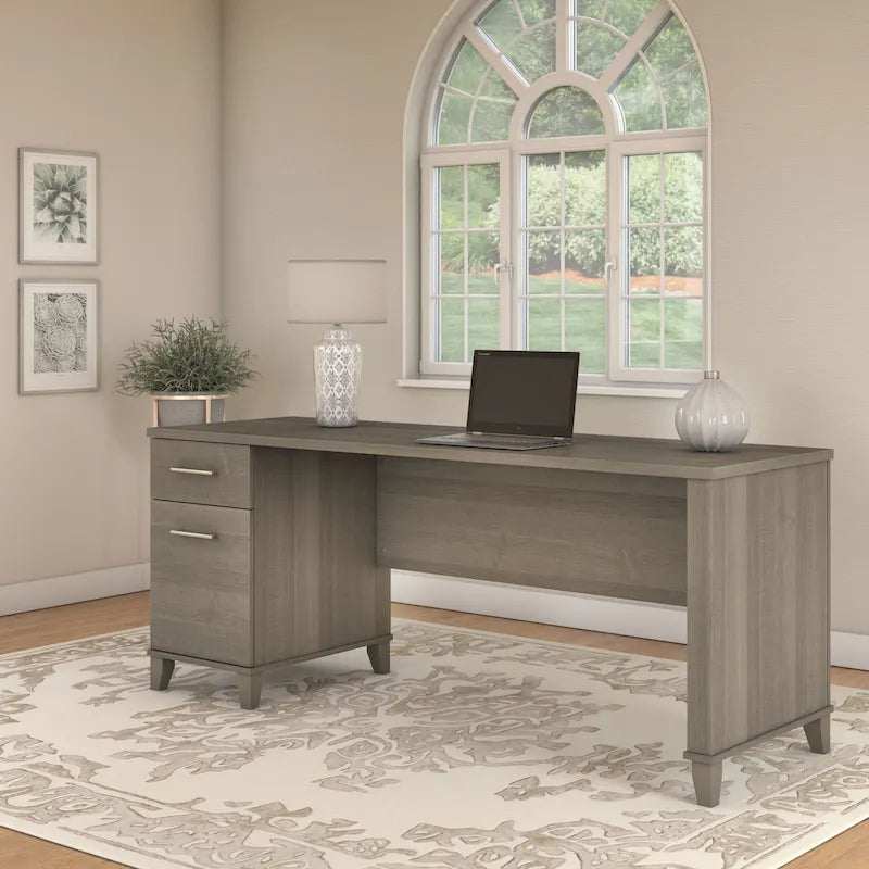 72-Inch Home Office Desk with Drawers and Cable Management