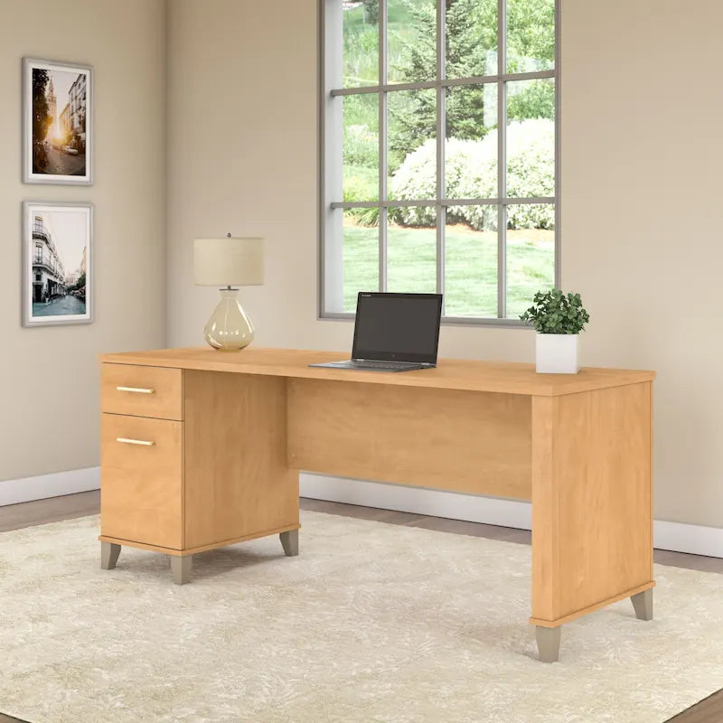 72-Inch Home Office Desk with Drawers and Cable Management