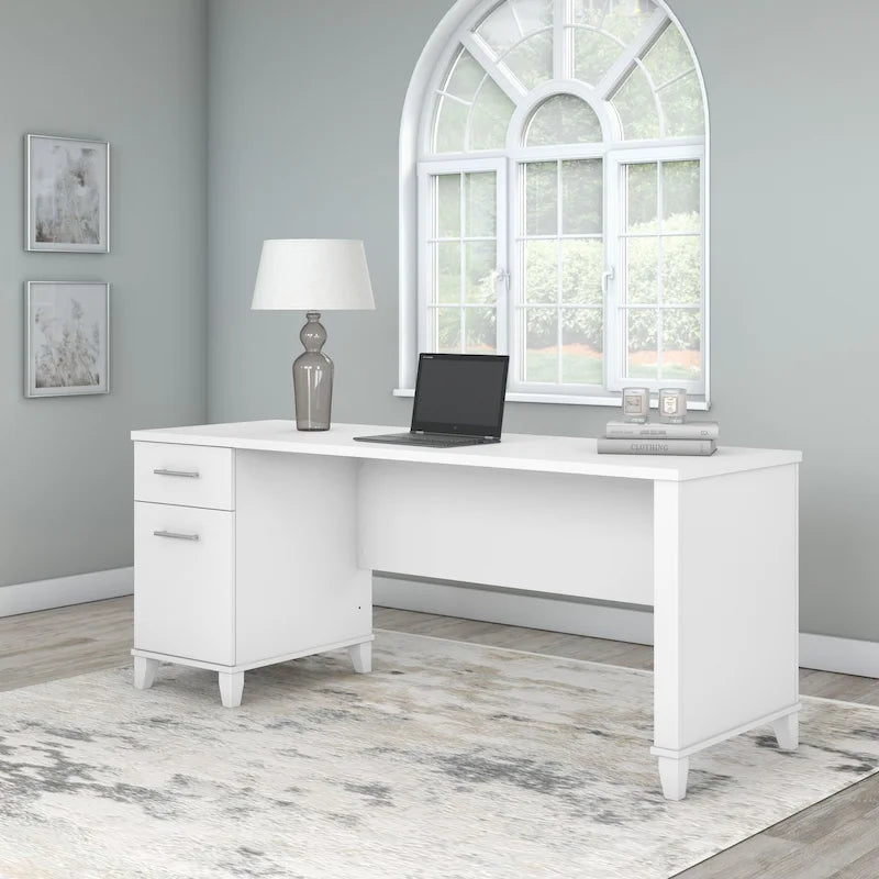 72-Inch Home Office Desk with Drawers and Cable Management