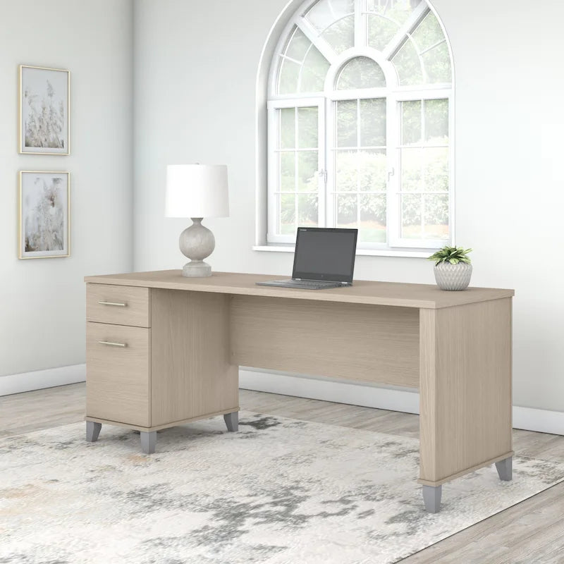 72-Inch Home Office Desk with Drawers and Cable Management