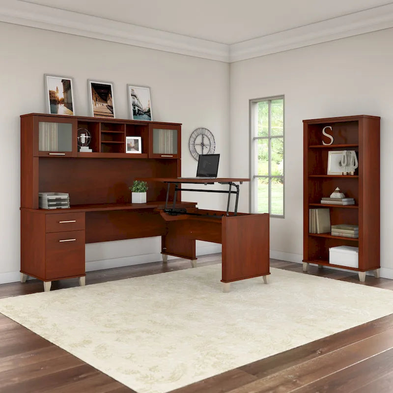 72-Inch Home Office Desk with Drawers and Cable Management
