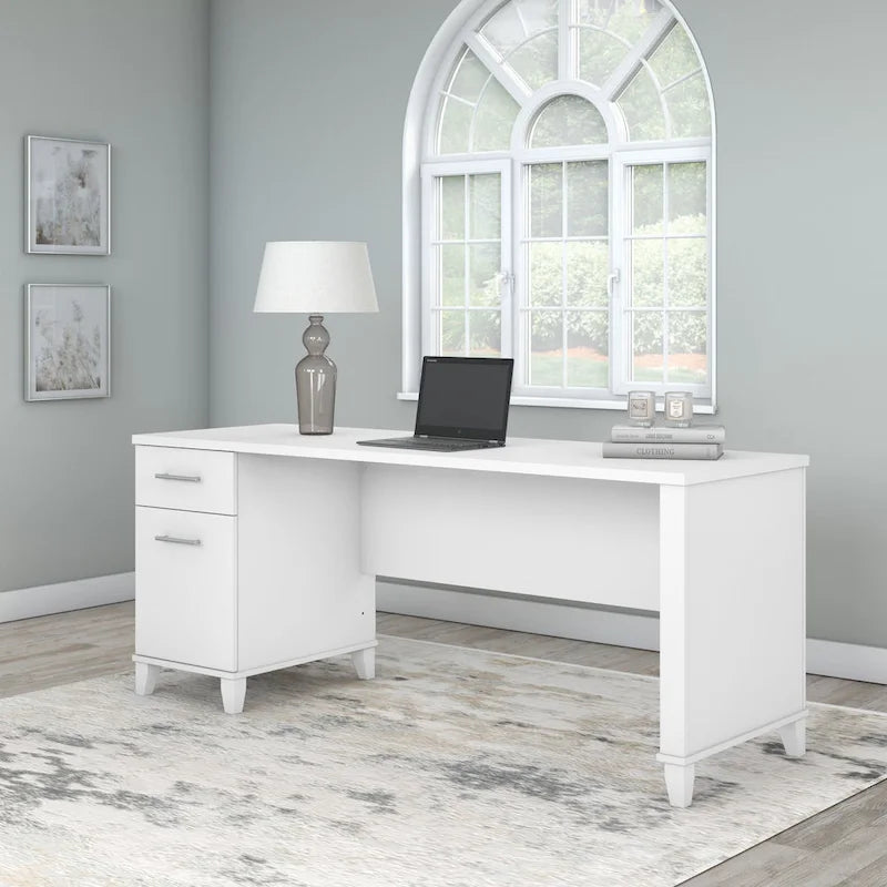 72-Inch Home Office Desk with Drawers and Cable Management