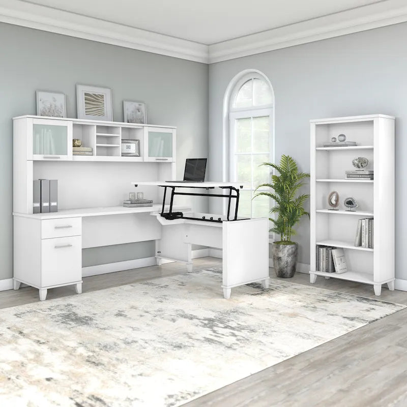 72-Inch Home Office Desk with Drawers and Cable Management