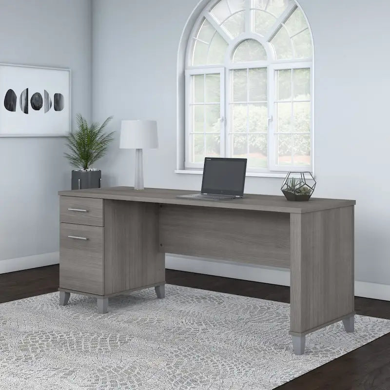 72-Inch Home Office Desk with Drawers and Cable Management
