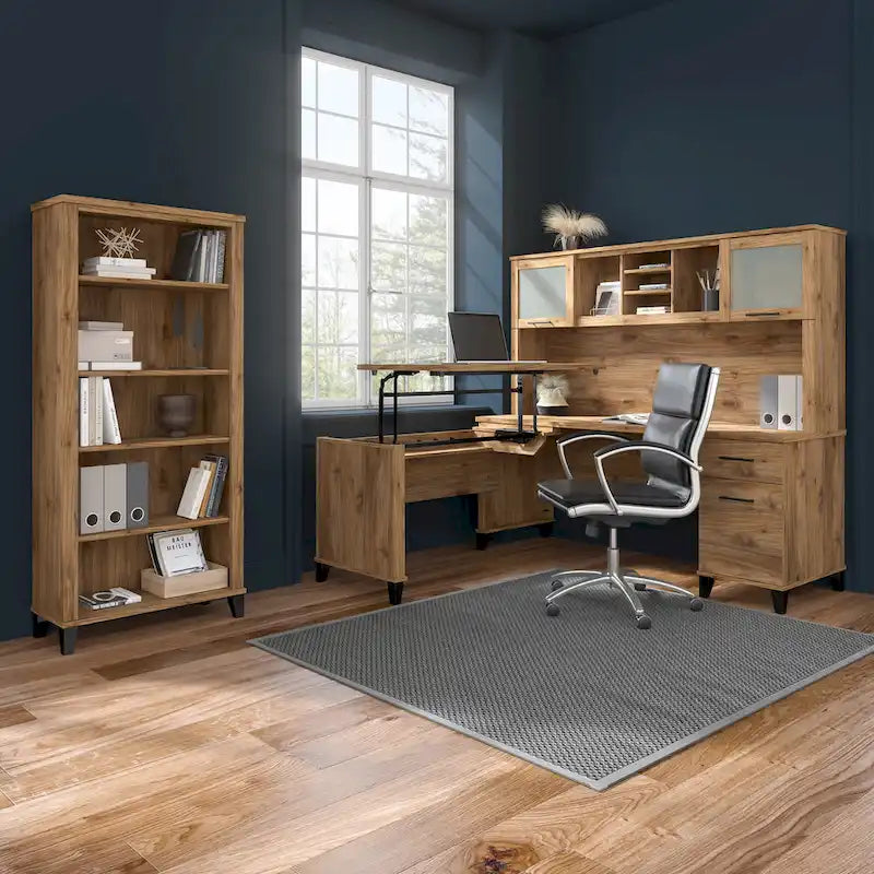 72-Inch Home Office Desk with Drawers and Cable Management