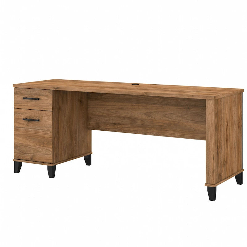 72-Inch Home Office Desk with Drawers and Cable Management