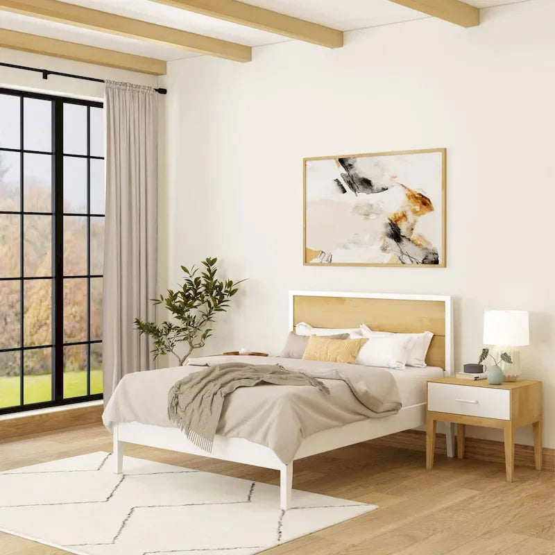 Plank and Beam Platform Panel Headboard Full-Size Bed