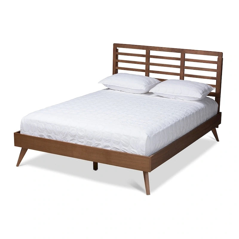 Mid-century Modern Wood Platform Bed