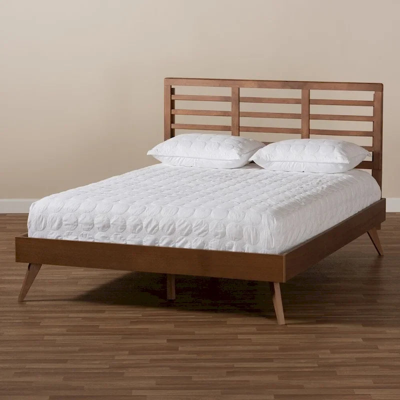 Mid-century Modern Wood Platform Bed