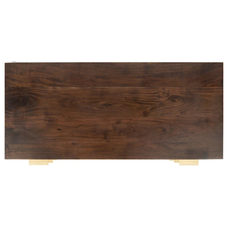 Three-Drawer Walnut Chest Dresser with Geometric Carving