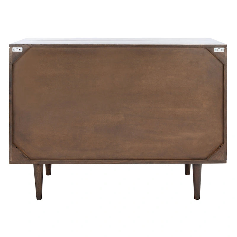 Three-Drawer Walnut Chest Dresser with Geometric Carving