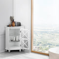 White Corner Floor Accent Cabinet with Glass Door