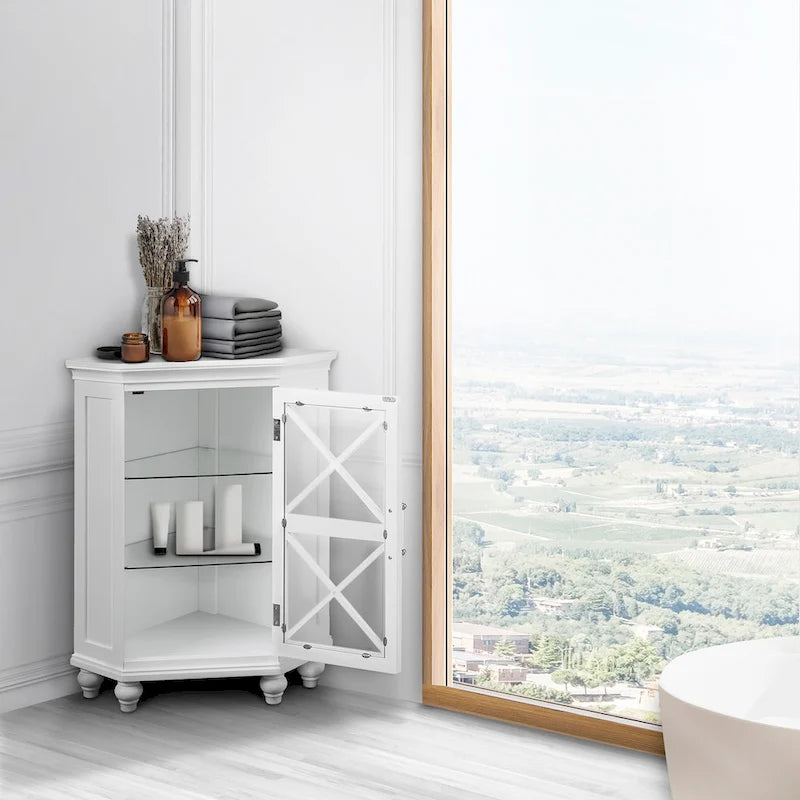 Teamson Home Blue Ridge Corner Wooden Floor Accent Cabinet