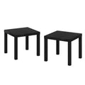 Two Black Square Side Tables with Storage Shelves