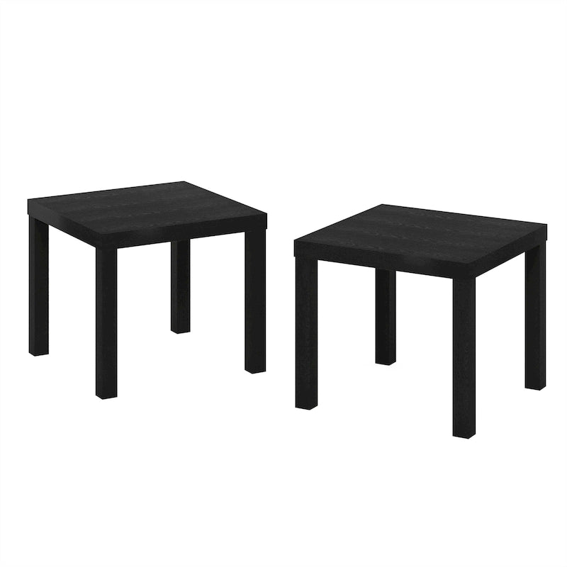 Two Black Square Side Tables with Storage Shelves