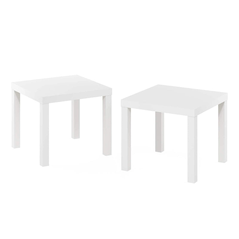 Two Black Square Side Tables with Storage Shelves