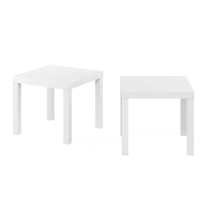 Two Black Square Side Tables with Storage Shelves