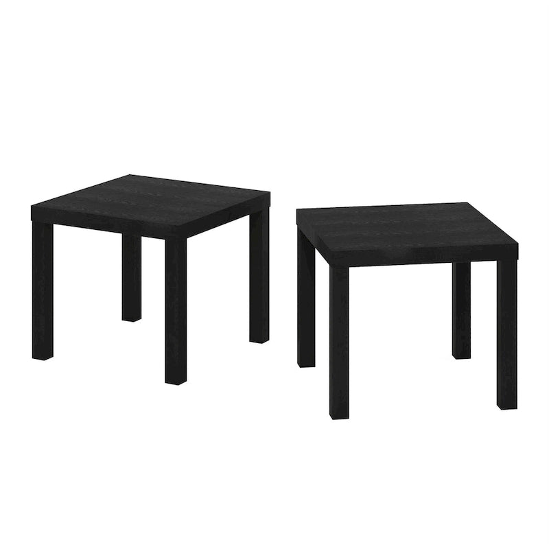 Two Black Square Side Tables with Storage Shelves