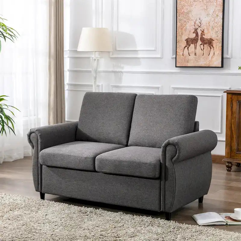 Pull-Out Loveseat Sleeper Sofa with Twin Memory Foam Mattress
