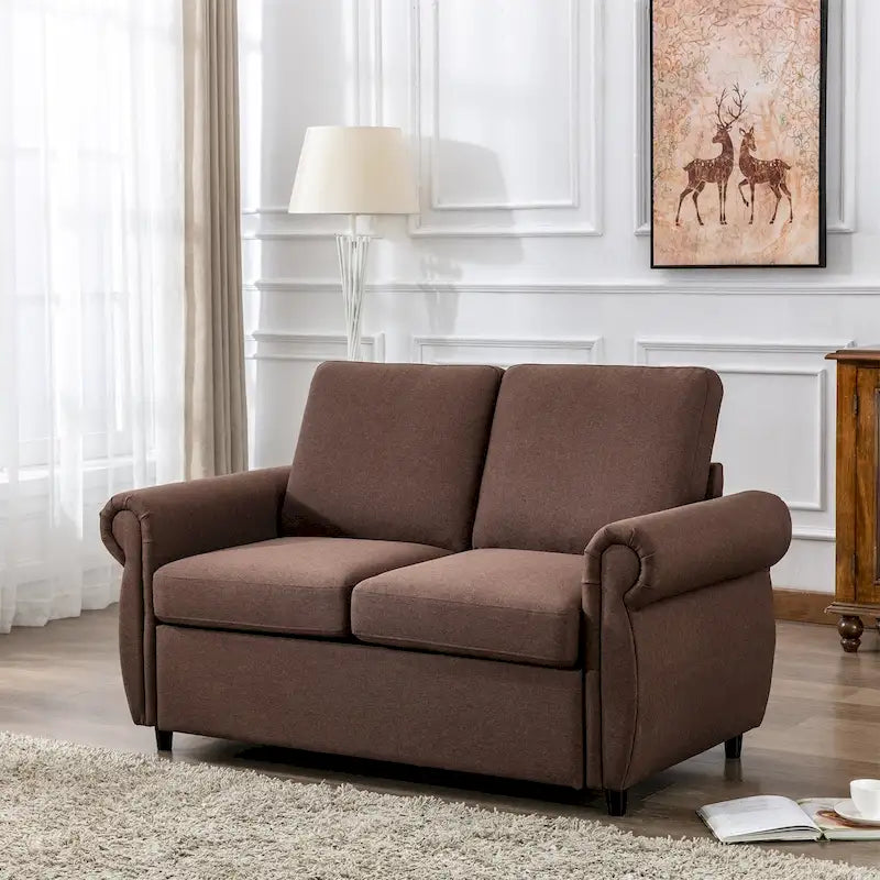 Pull-Out Loveseat Sleeper Sofa with Twin Memory Foam Mattress