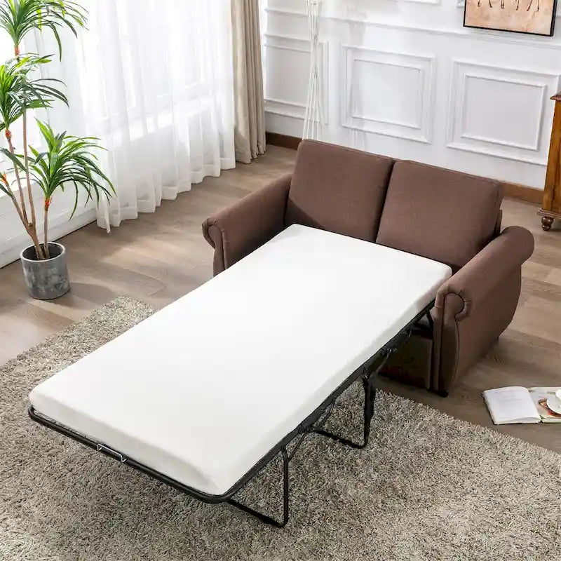 Pull-Out Loveseat Sleeper Sofa with Twin Memory Foam Mattress