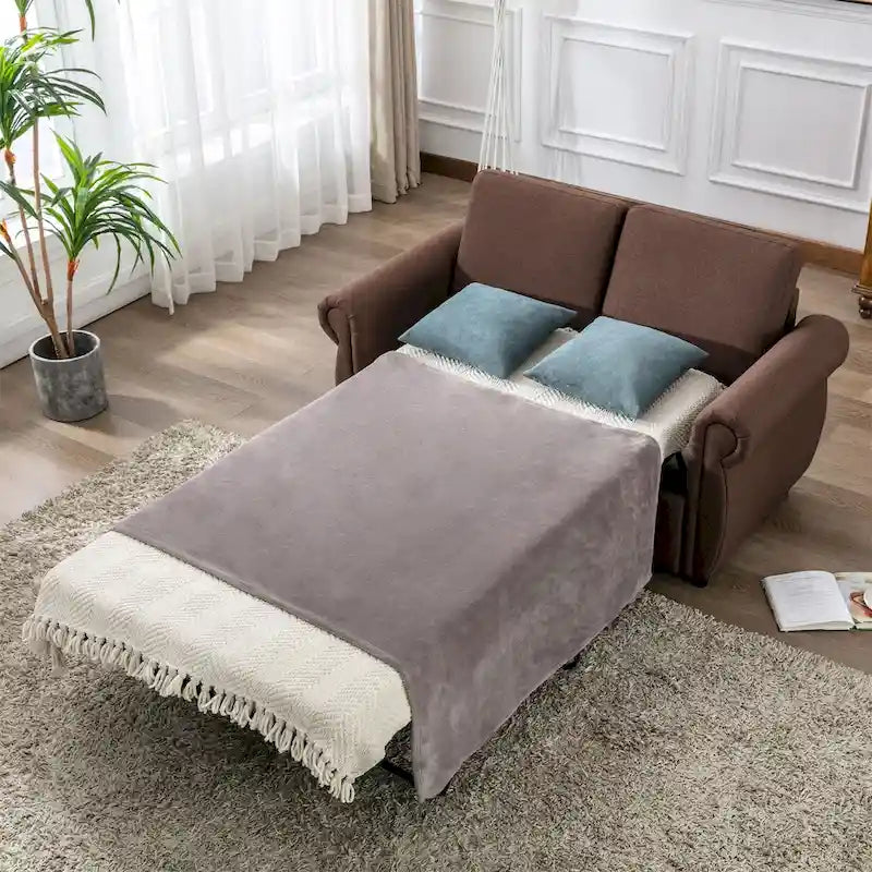 Pull-Out Loveseat Sleeper Sofa with Twin Memory Foam Mattress