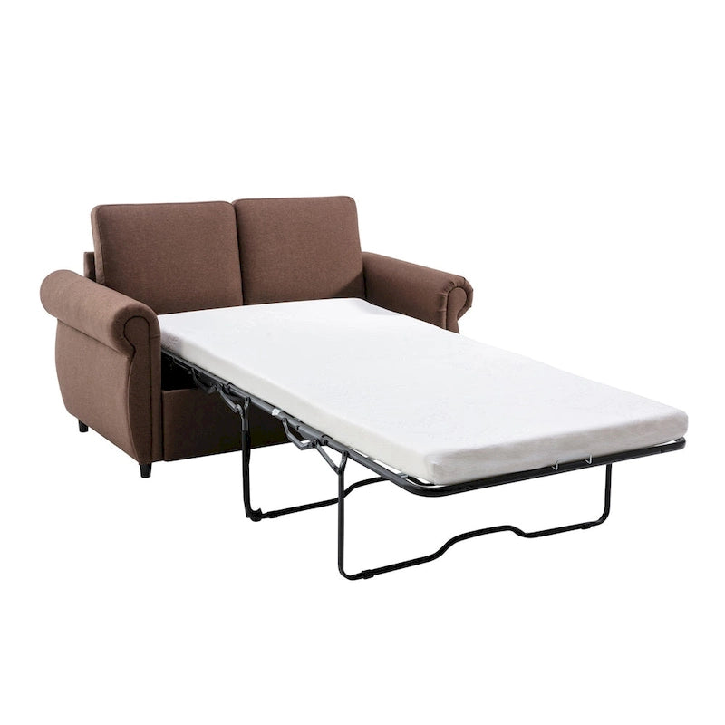 Pull-Out Loveseat Sleeper Sofa with Twin Memory Foam Mattress