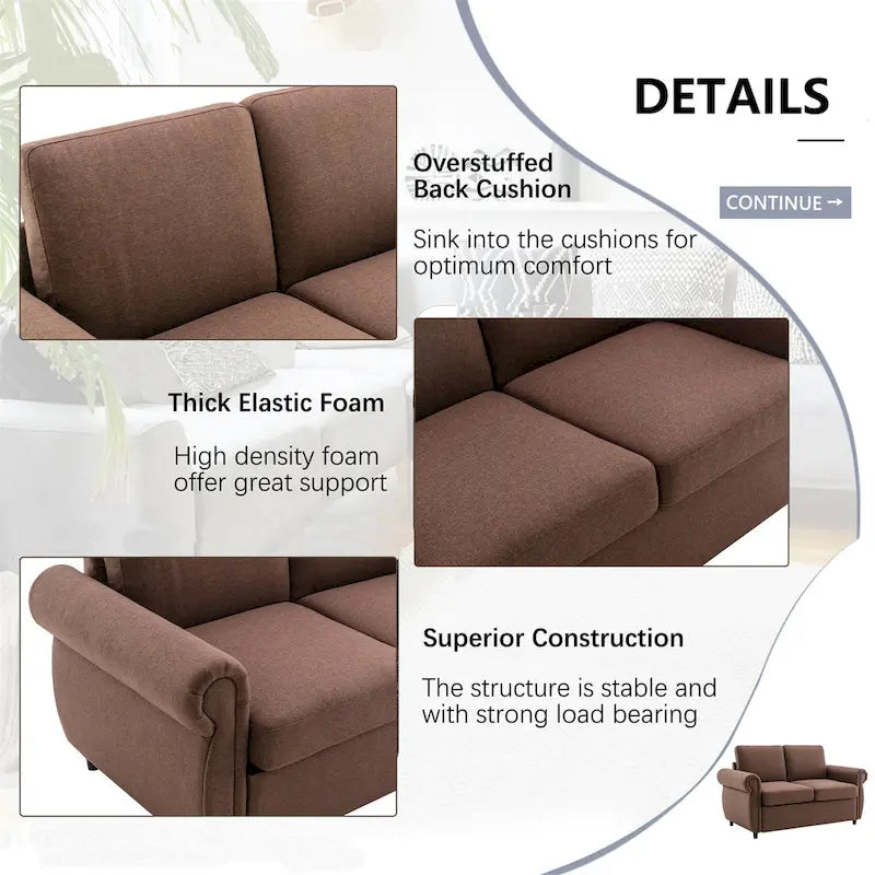 Pull-Out Loveseat Sleeper Sofa with Twin Memory Foam Mattress