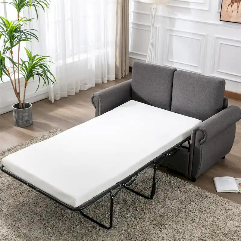 Pull-Out Loveseat Sleeper Sofa with Twin Memory Foam Mattress