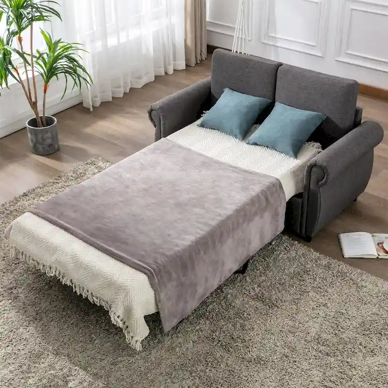 Pull-Out Loveseat Sleeper Sofa with Twin Memory Foam Mattress