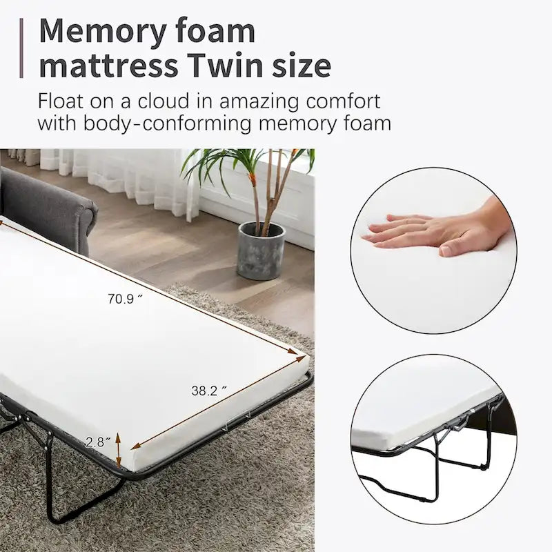 Pull-Out Loveseat Sleeper Sofa with Twin Memory Foam Mattress