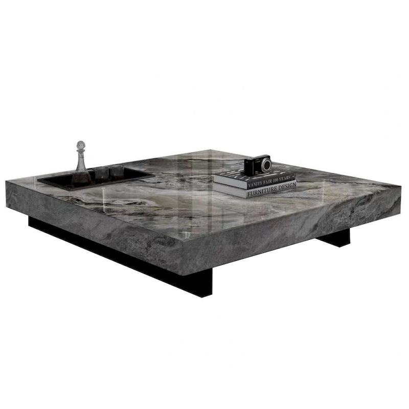 Square Sintered Stone Coffee Table with Storage