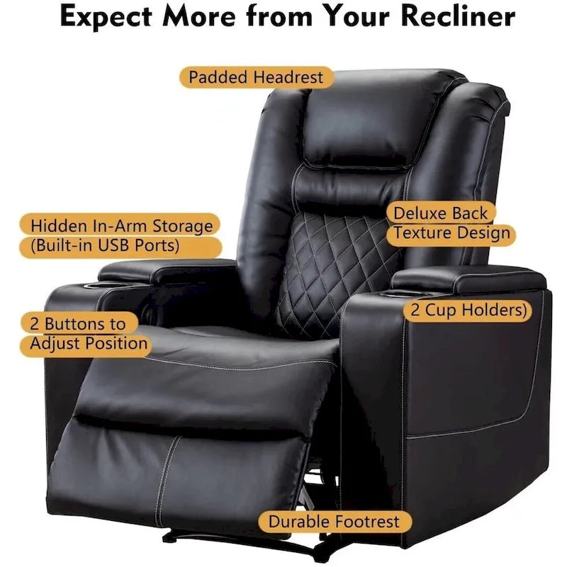 Power Recliner Chair with USB Ports and Cup Holders