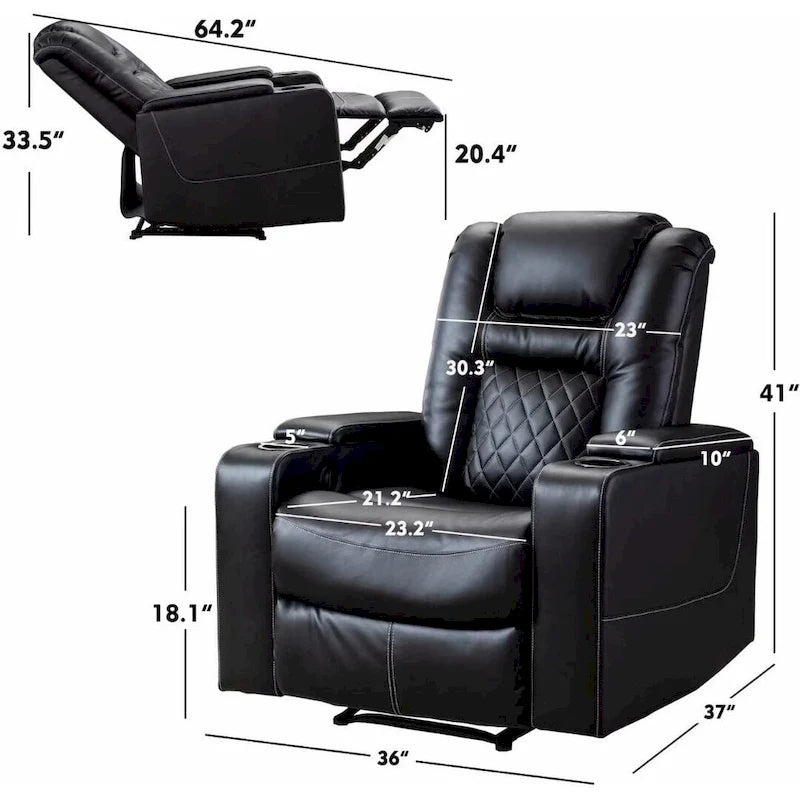 Power Recliner Chair with USB Ports and Cup Holders