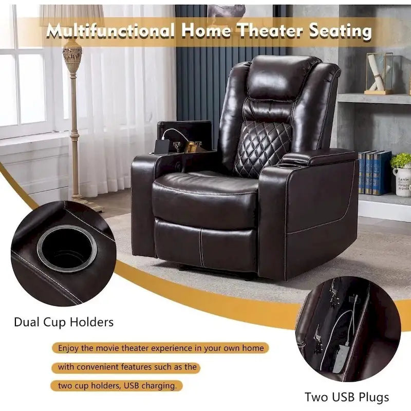 Power Recliner Chair with USB Ports and Cup Holders
