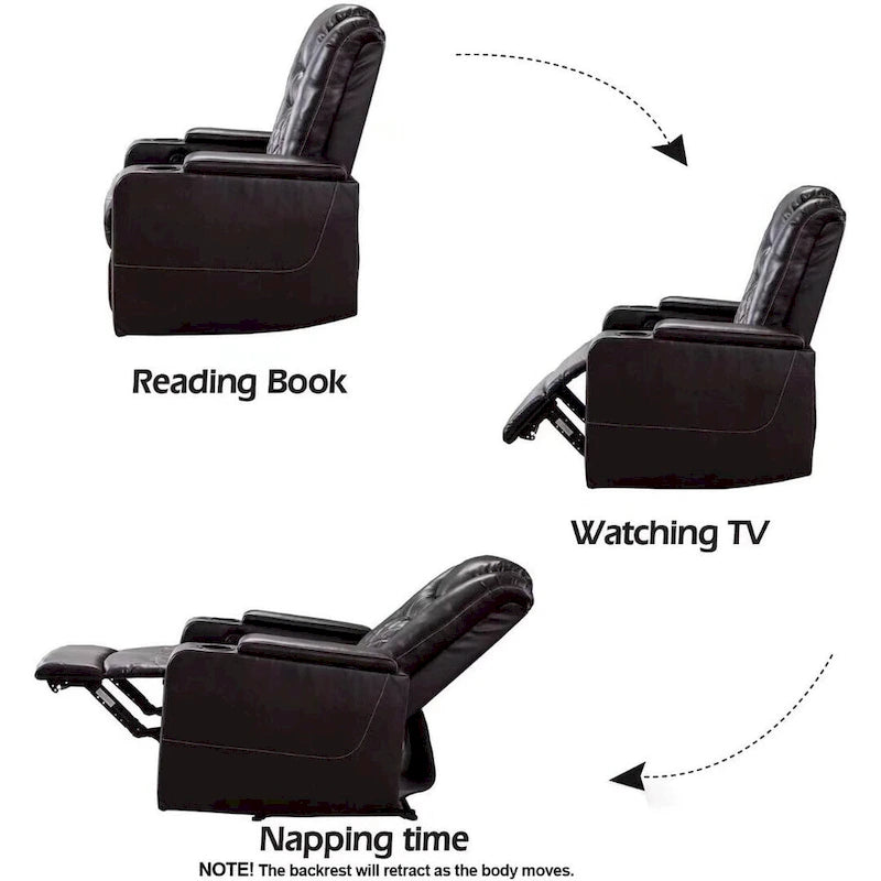 Power Recliner Chair with USB Ports and Cup Holders