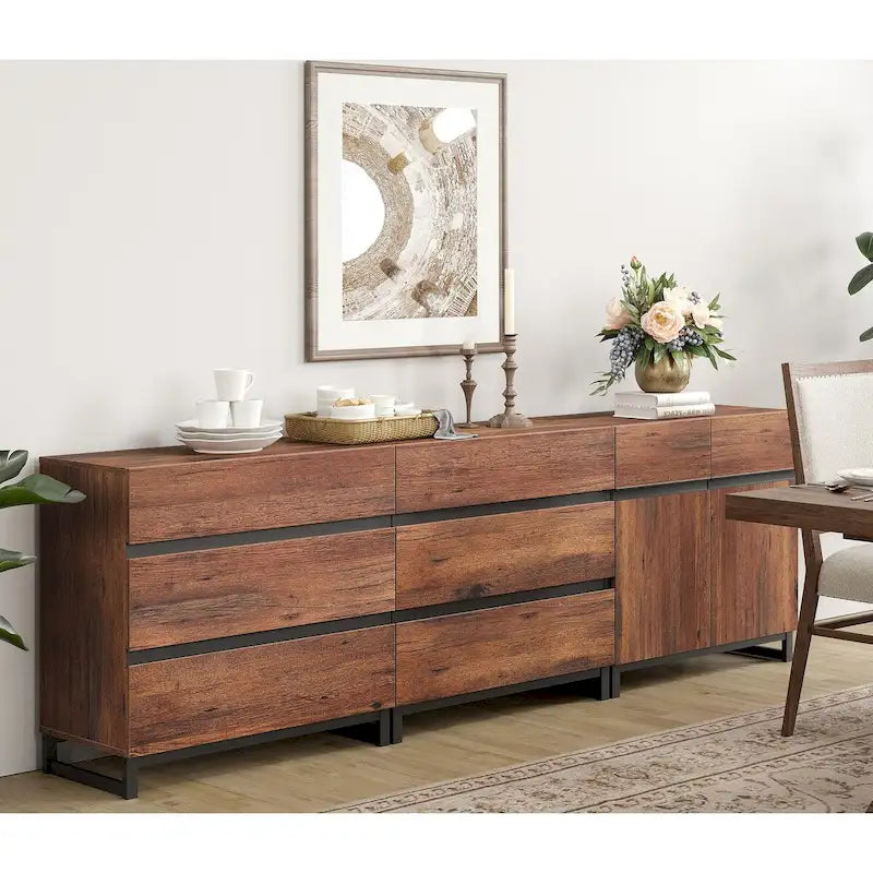 Modern TV Stand with Drawers and Adjustable Shelf