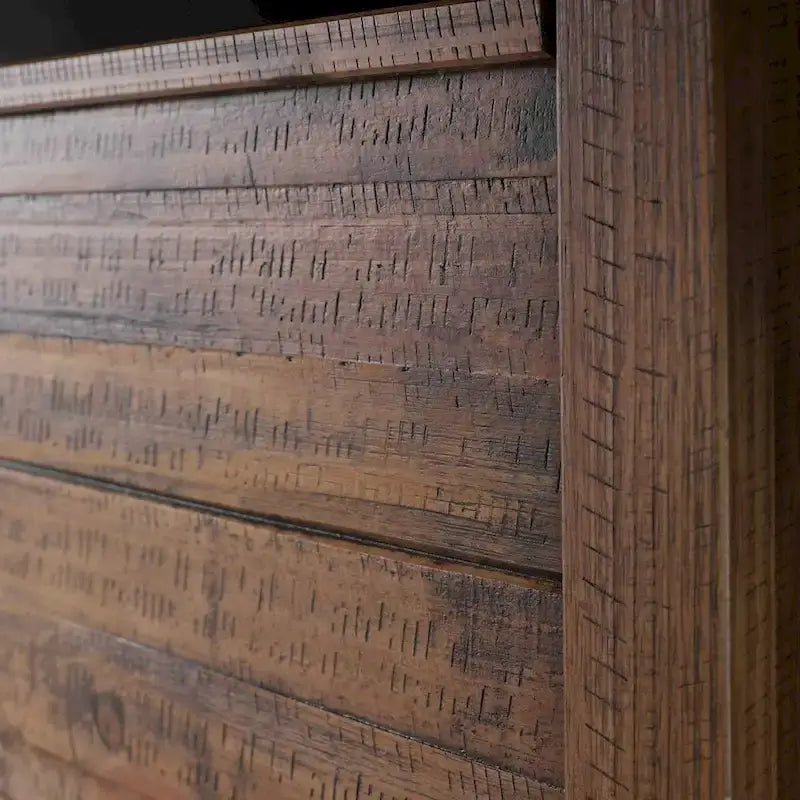 Walnut Finish Queen Solid Pine Platform Bed