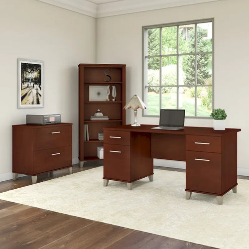 60-Inch Home Office Desk with Drawers and Cable Management
