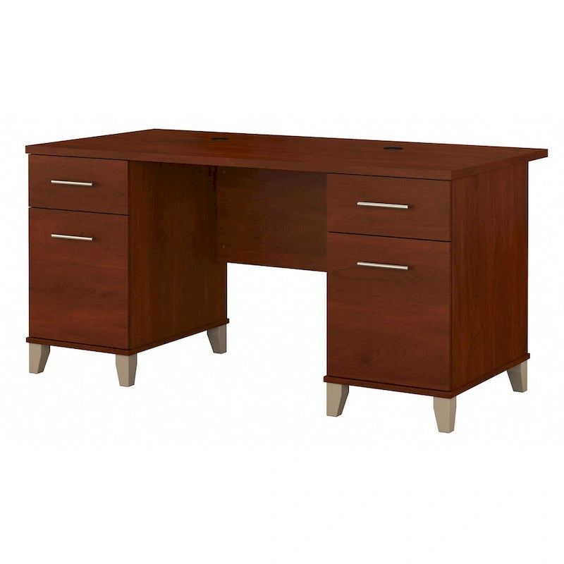 60-Inch Home Office Desk with Drawers and Cable Management