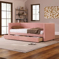 Twin Size Corduroy Upholstered Daybed with Two Storage Drawers and Wood Slat Frame & Headboard, No Box Spring Needed