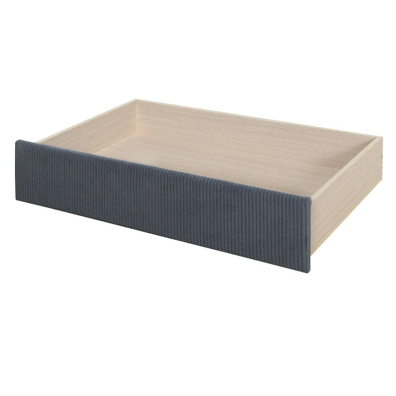 Twin Size Corduroy Upholstered Daybed with Two Storage Drawers and Wood Slat Frame & Headboard, No Box Spring Needed