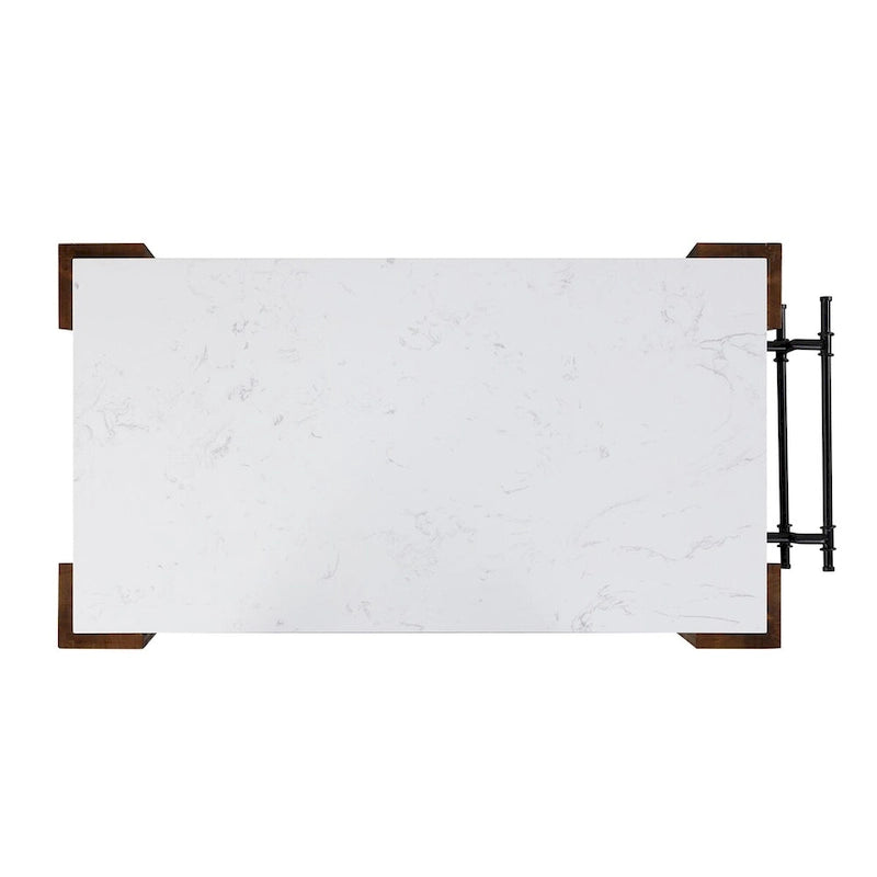 Kitchen Island with 3 Open Shelves in White