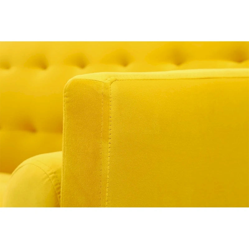 Futon Sofa Bed with Tufted Back and Wood Legs