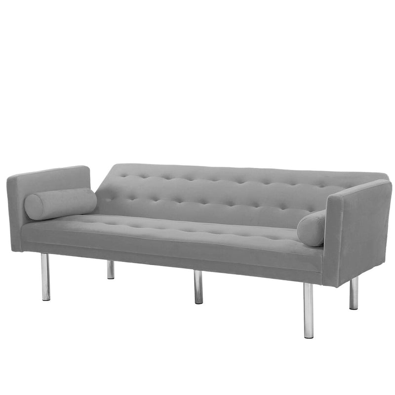 Futon Sofa Bed with Tufted Back and Wood Legs