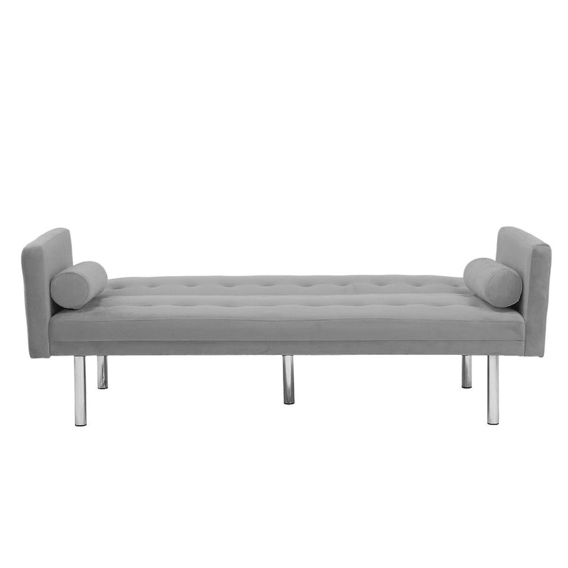 Futon Sofa Bed with Tufted Back and Wood Legs