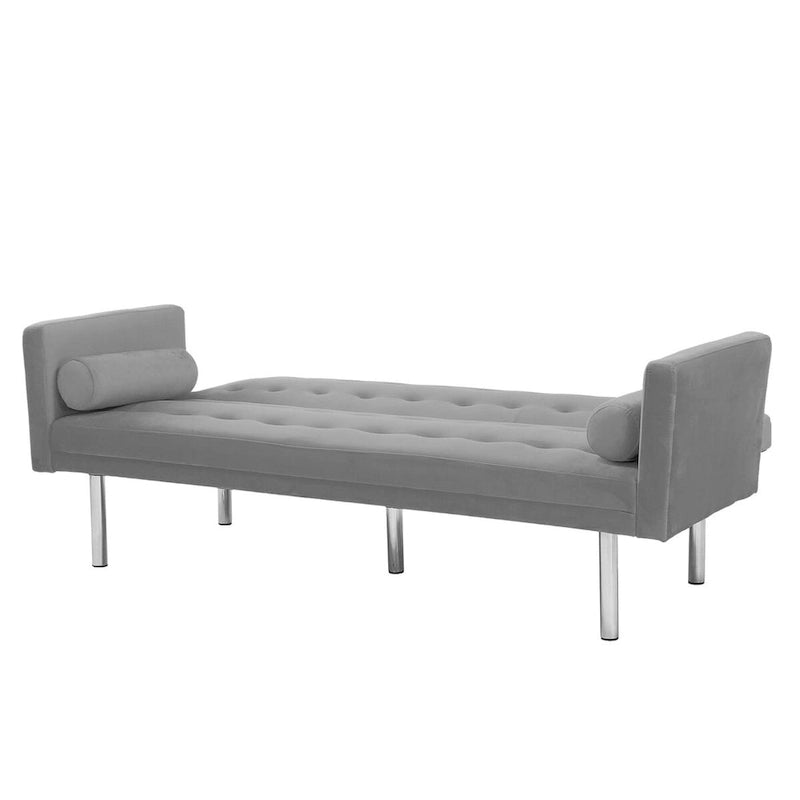 Futon Sofa Bed with Tufted Back and Wood Legs