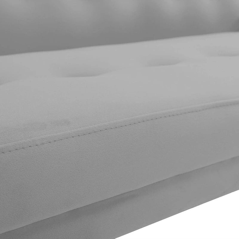 Futon Sofa Bed with Tufted Back and Wood Legs