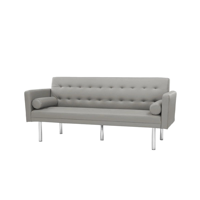 Futon Sofa Bed with Tufted Back and Wood Legs