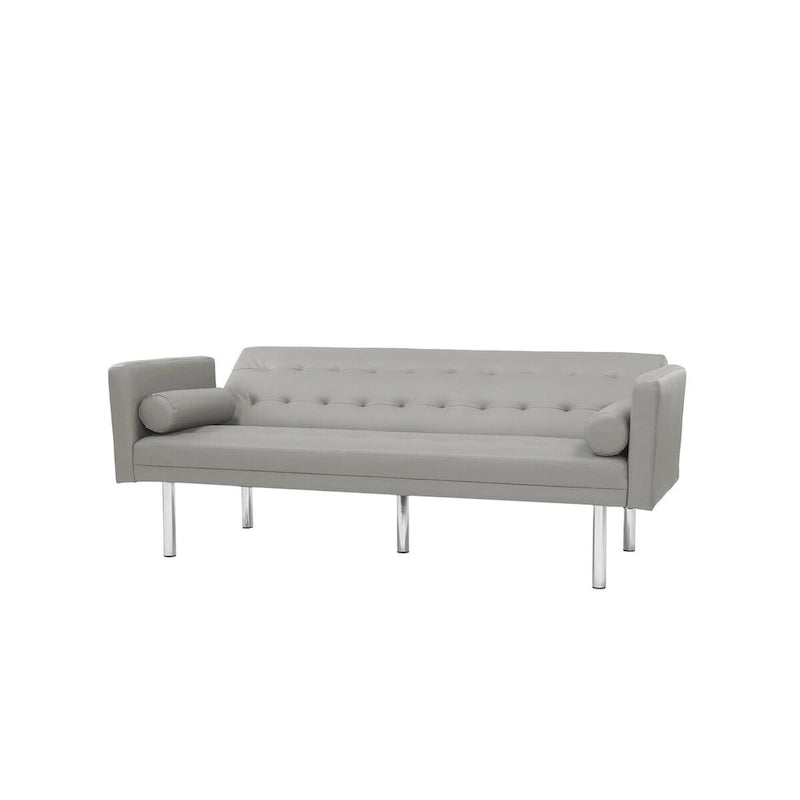 Futon Sofa Bed with Tufted Back and Wood Legs